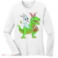 Easter Bunny Riding Dinosaur T Rex Easter Women's Long Sleeve Shirt thumb 0