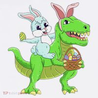 Easter Bunny Riding Dinosaur T Rex Easter Women's Long Sleeve Shirt thumb 2