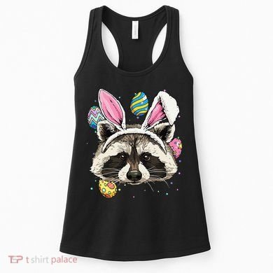 Easter Bunny Raccoon Lover Funny Easter Raccoon Women's Tank Top