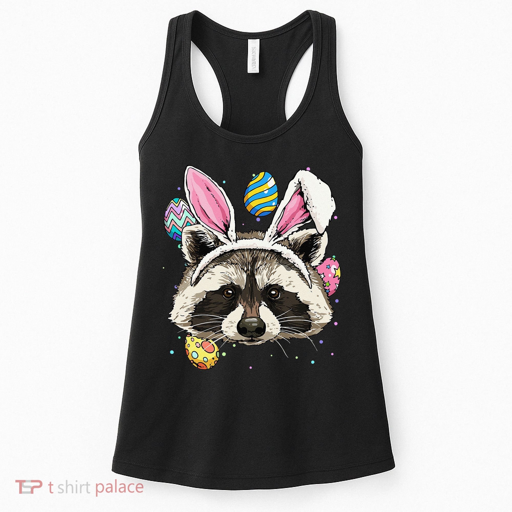 Easter Bunny Raccoon Lover Funny Easter Raccoon Women's Tank Top