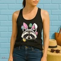 Easter Bunny Raccoon Lover Funny Easter Raccoon Women's Tank Top thumb 2