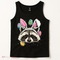 Easter Bunny Raccoon Lover Funny Easter Raccoon Tank Top thumb 2