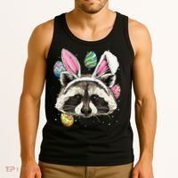 Easter Bunny Raccoon Lover Funny Easter Raccoon Tank Top thumb 3
