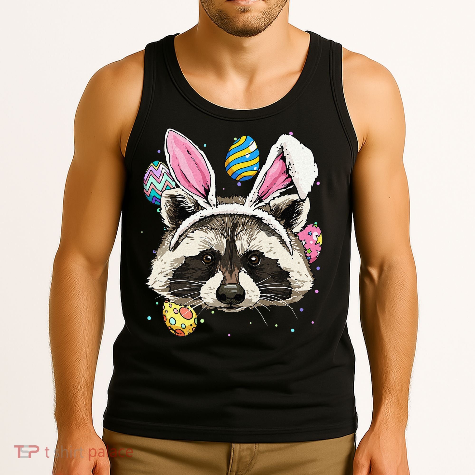 Easter Bunny Raccoon Lover Funny Easter Raccoon Tank Top