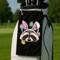 Easter Bunny Raccoon Lover Funny Easter Raccoon Golf Towel thumb 2