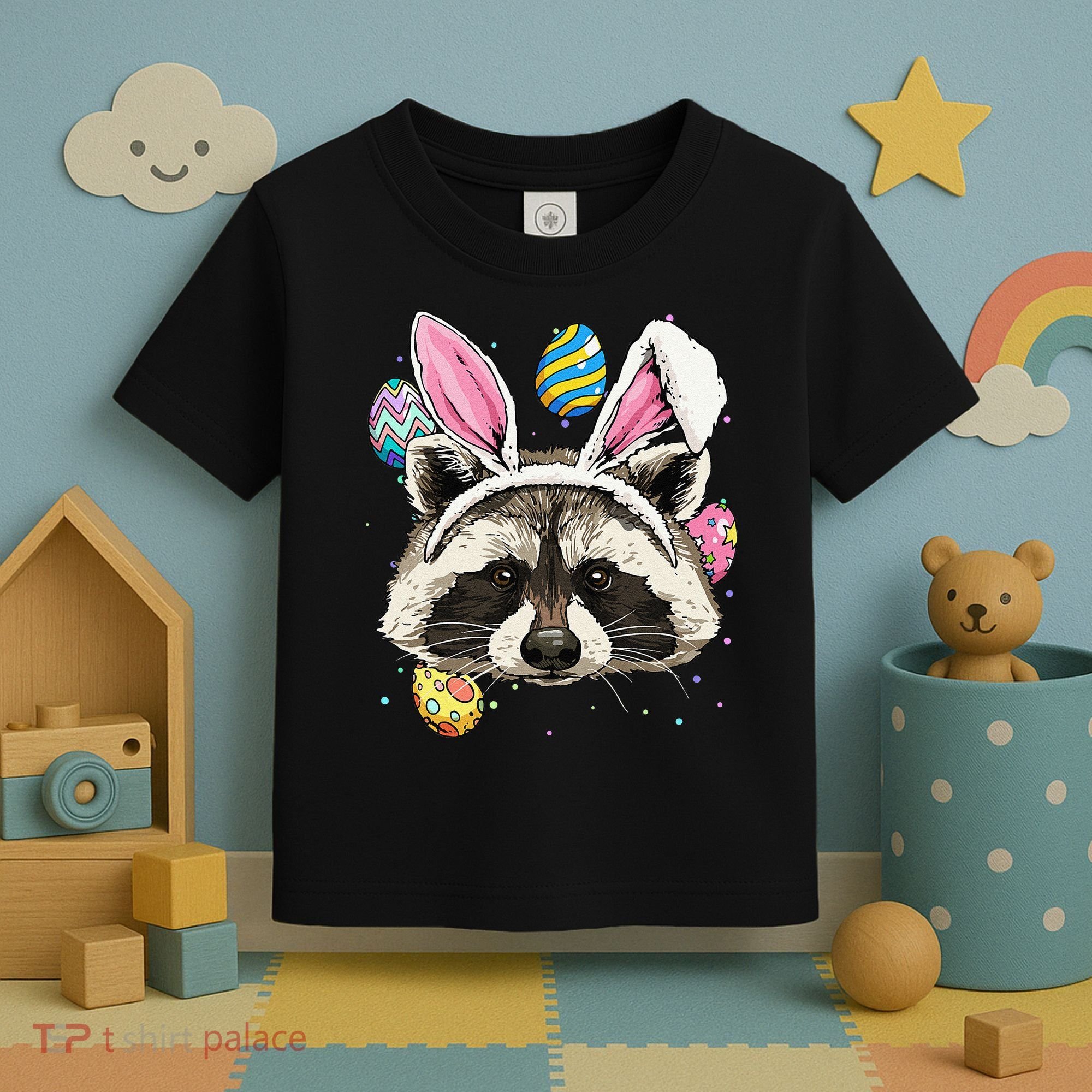 Easter Bunny Raccoon Lover Funny Easter Raccoon Toddler T-Shirt