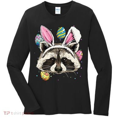 Easter Bunny Raccoon Lover Funny Easter Raccoon Women's Long Sleeve Shirt