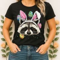 Easter Bunny Raccoon Lover Funny Easter Raccoon Women's T-Shirt thumb 2