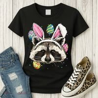 Easter Bunny Raccoon Lover Funny Easter Raccoon Women's T-Shirt thumb 3