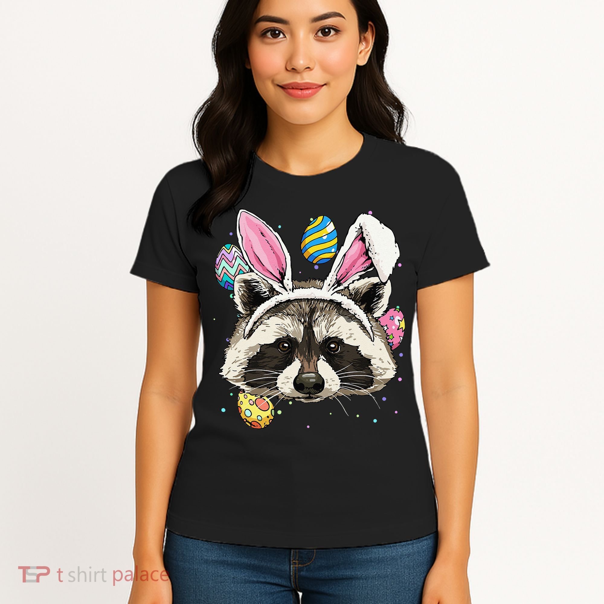 Easter Bunny Raccoon Lover Funny Easter Raccoon Women's T-Shirt