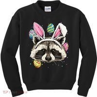 Easter Bunny Raccoon Lover Funny Easter Raccoon Kids Sweatshirt thumb 0