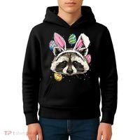Easter Bunny Raccoon Lover Funny Easter Raccoon Kids Hoodie thumb 4