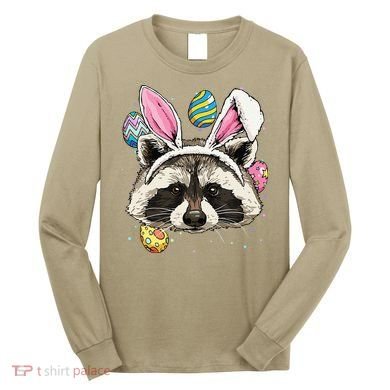Easter Bunny Raccoon Lover Funny Easter Raccoon Long Sleeve Shirt