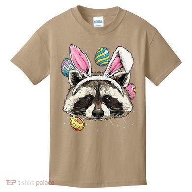Easter Bunny Raccoon Lover Funny Easter Raccoon Kids T-Shirt