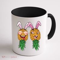 Easter Bunny Swinger Couple Upside Down Pineapple Gift Coffee Mug thumb 1