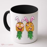 Easter Bunny Swinger Couple Upside Down Pineapple Gift Coffee Mug thumb 0