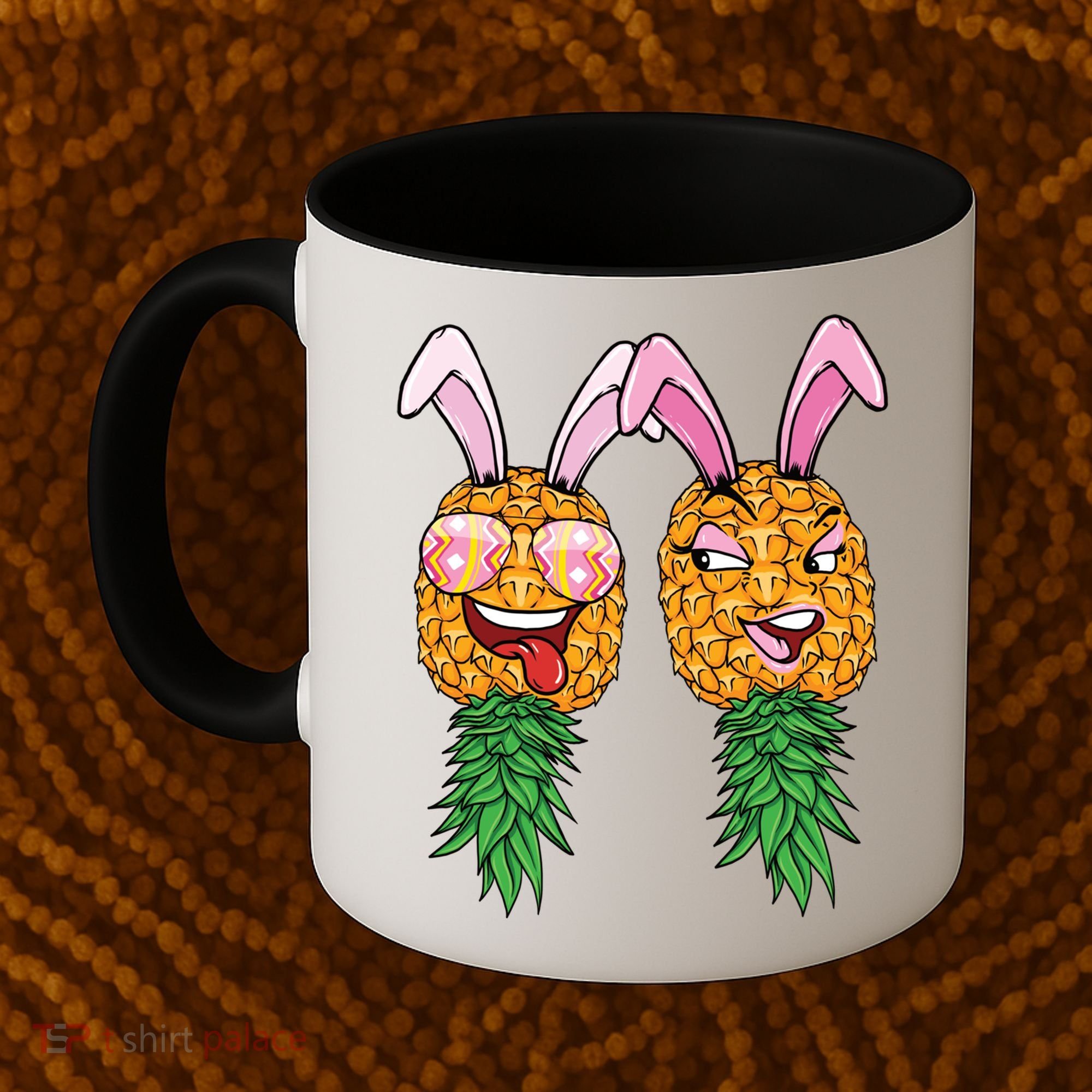 Easter Bunny Swinger Couple Upside Down Pineapple Gift Coffee Mug