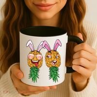 Easter Bunny Swinger Couple Upside Down Pineapple Gift Coffee Mug thumb 3