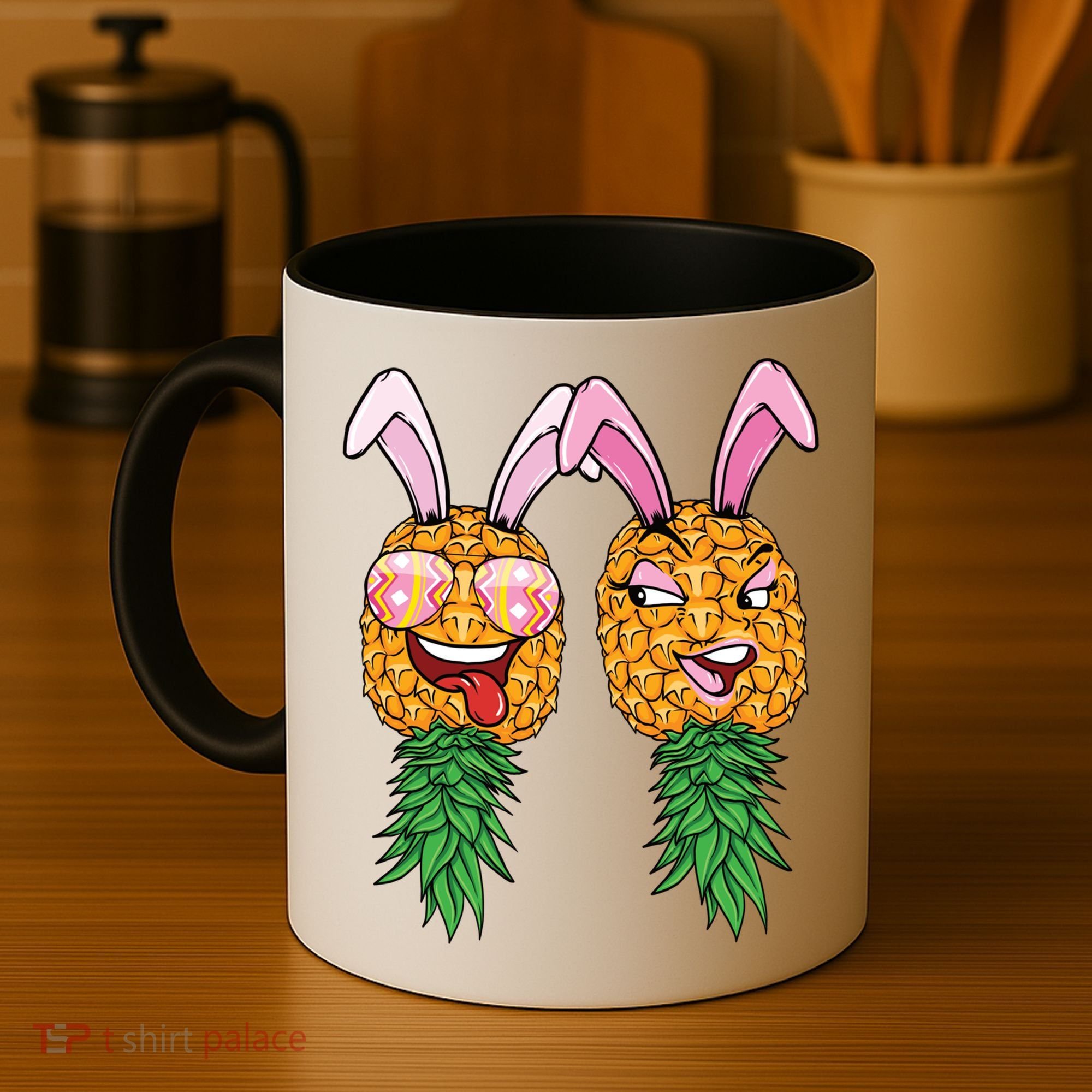Easter Bunny Swinger Couple Upside Down Pineapple Gift Coffee Mug