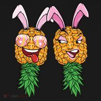 Easter Bunny Swinger Couple Upside Down Pineapple Gift Pajama Set thumb 2