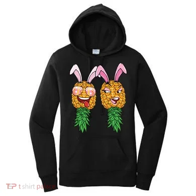 Easter Bunny Swinger Couple Upside Down Pineapple Gift Women's Hoodie