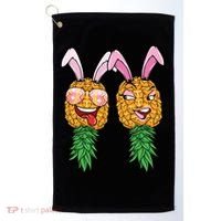 Easter Bunny Swinger Couple Upside Down Pineapple Gift Golf Towel thumb 0