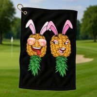 Easter Bunny Swinger Couple Upside Down Pineapple Gift Golf Towel thumb 1
