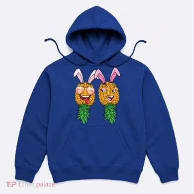 Easter Bunny Swinger Couple Upside Down Pineapple Gift Hoodie
