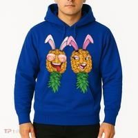 Easter Bunny Swinger Couple Upside Down Pineapple Gift Hoodie thumb 2