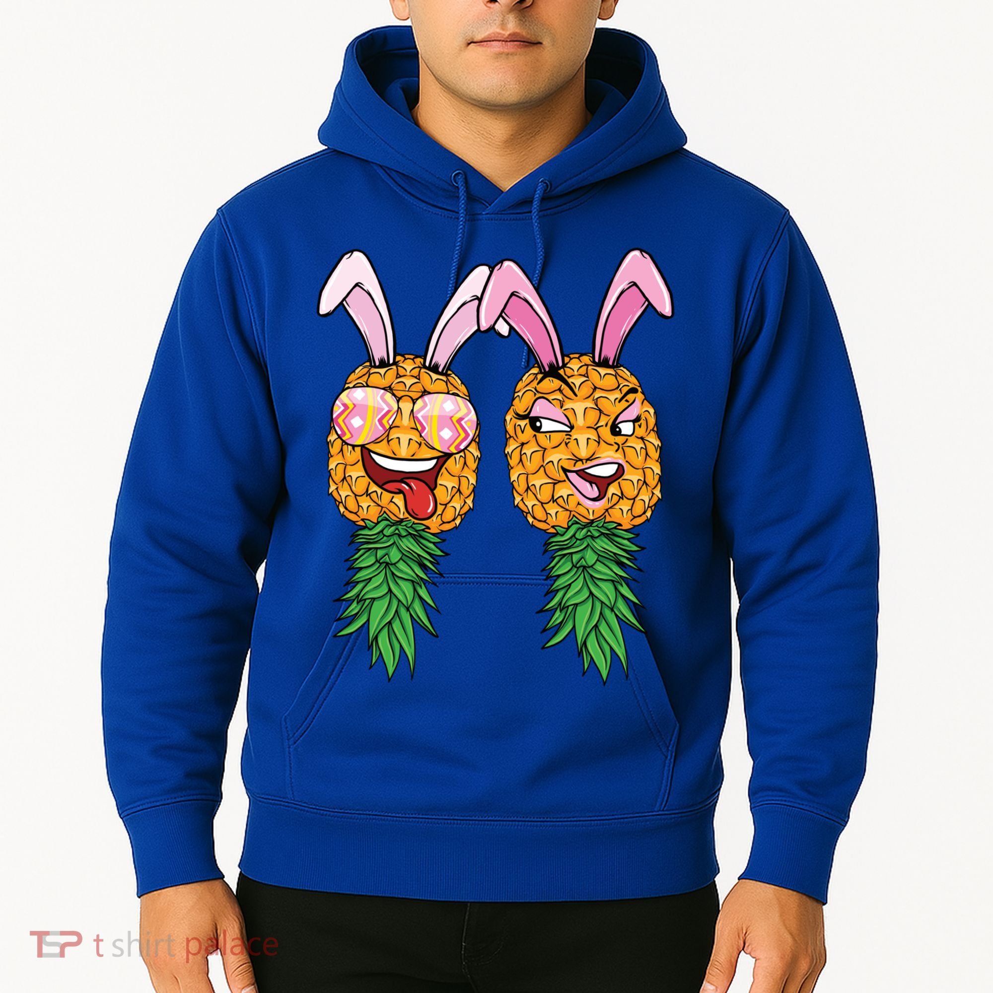 Easter Bunny Swinger Couple Upside Down Pineapple Gift Hoodie