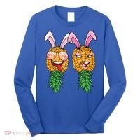 Easter Bunny Swinger Couple Upside Down Pineapple Gift Long Sleeve Shirt thumb 0
