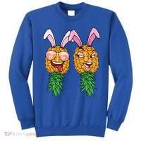Easter Bunny Swinger Couple Upside Down Pineapple Gift Sweatshirt thumb 0