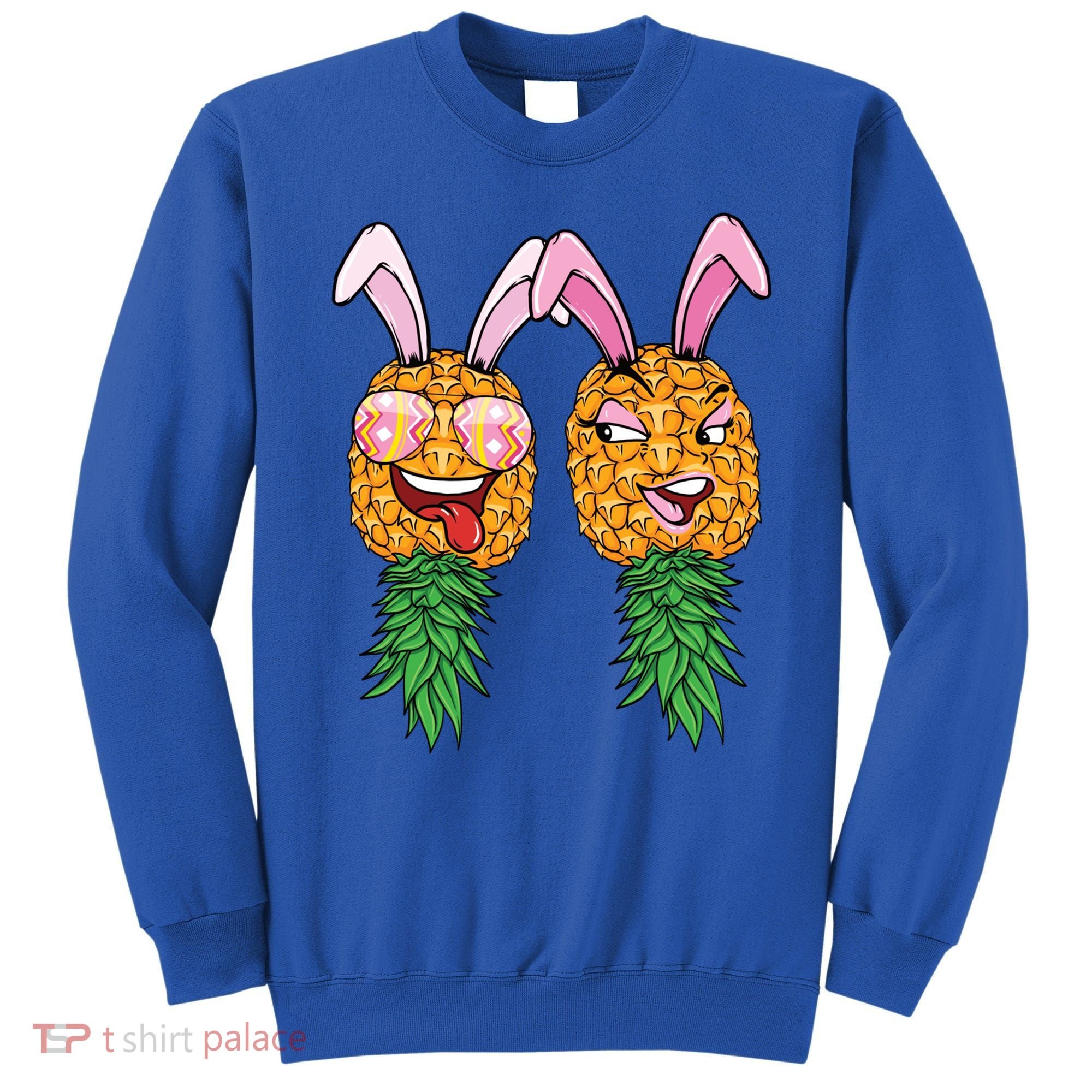 Easter Bunny Swinger Couple Upside Down Pineapple Gift Sweatshirt