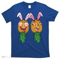 Easter Bunny Swinger Couple Upside Down Pineapple Gift T-Shirt thumb 0