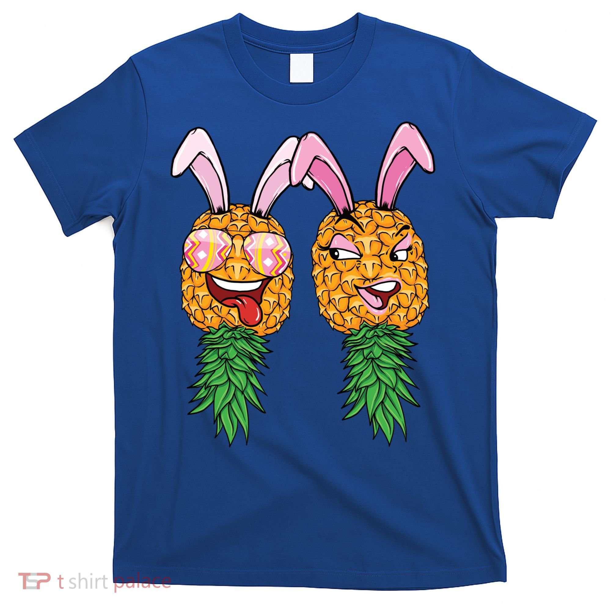 Easter Bunny Swinger Couple Upside Down Pineapple Gift T-Shirt