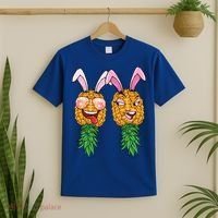Easter Bunny Swinger Couple Upside Down Pineapple Gift T-Shirt thumb 2