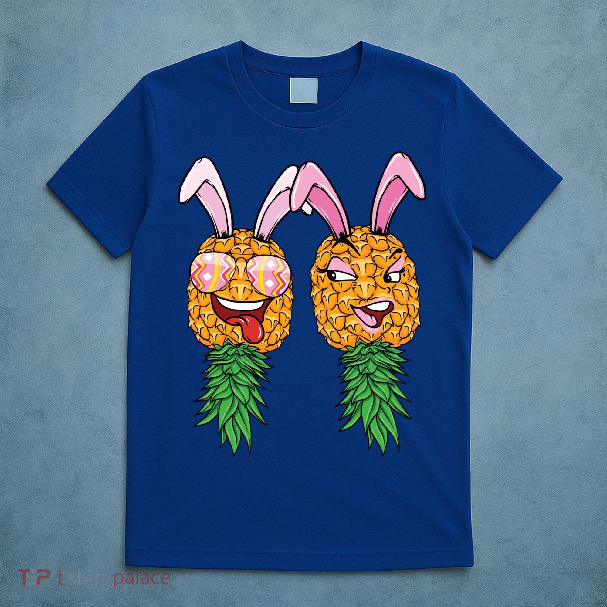 Easter Bunny Swinger Couple Upside Down Pineapple Gift T-Shirt