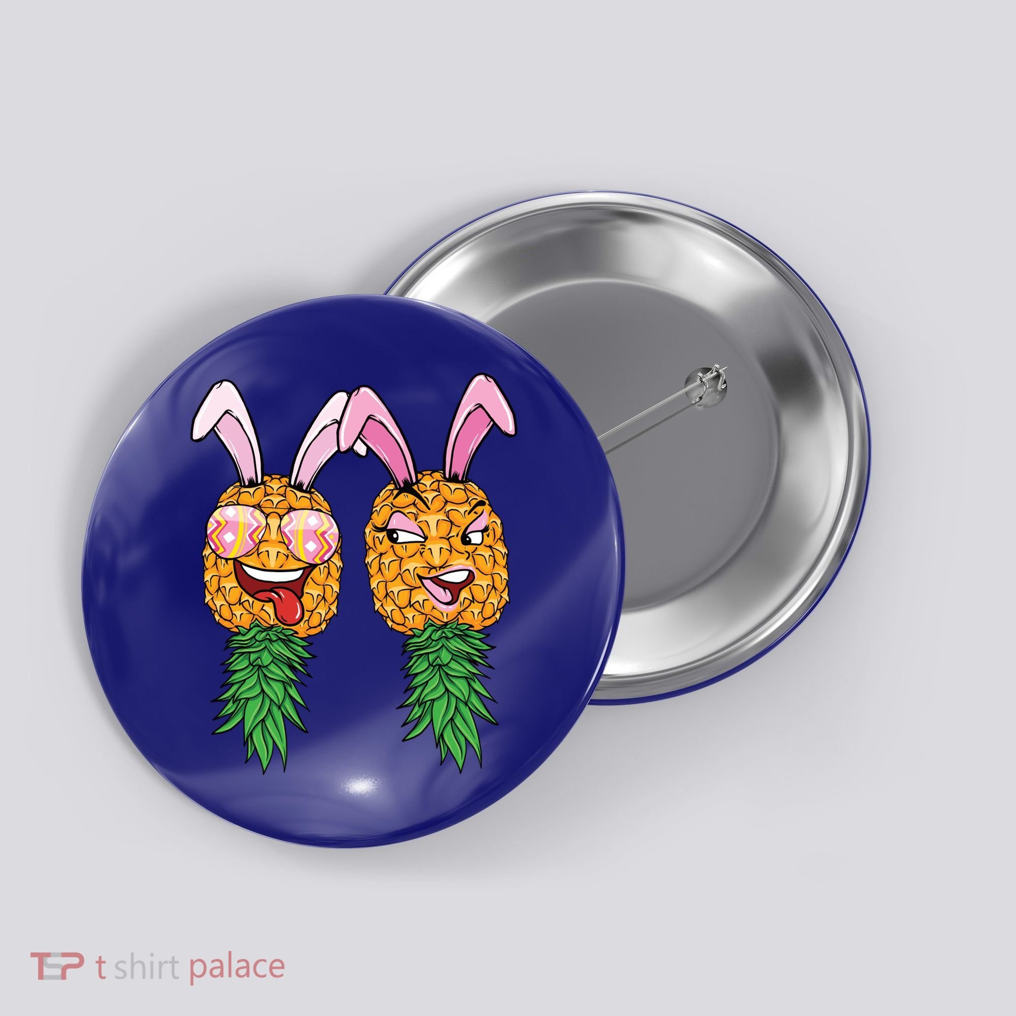 Easter Bunny Swinger Couple Upside Down Pineapple Gift Button