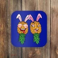 Easter Bunny Swinger Couple Upside Down Pineapple Gift Coaster thumb 0