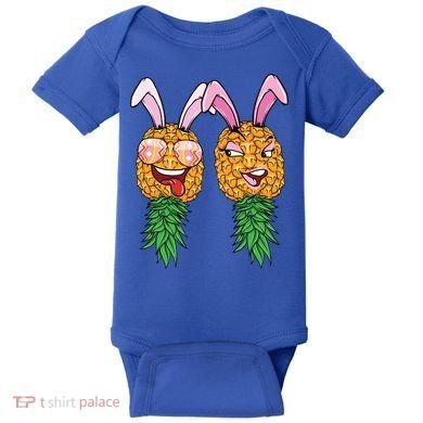 Easter Bunny Swinger Couple Upside Down Pineapple Gift Baby Bodysuit