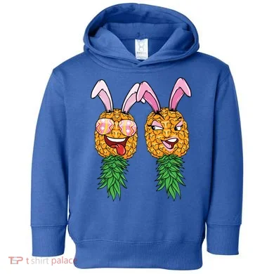 Easter Bunny Swinger Couple Upside Down Pineapple Gift Toddler Hoodie