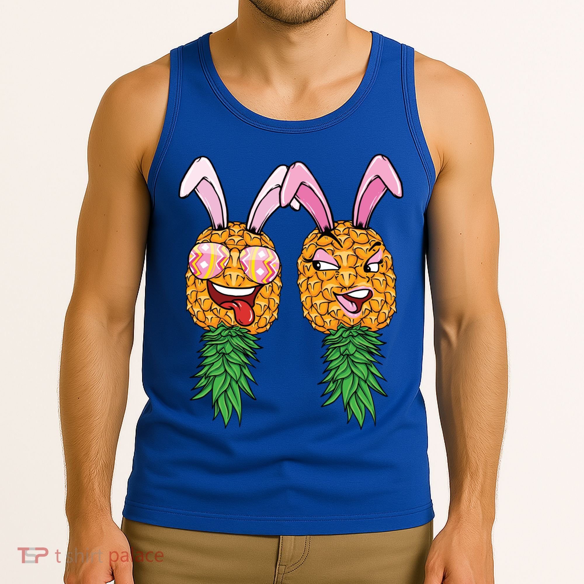 Easter Bunny Swinger Couple Upside Down Pineapple Gift Tank Top