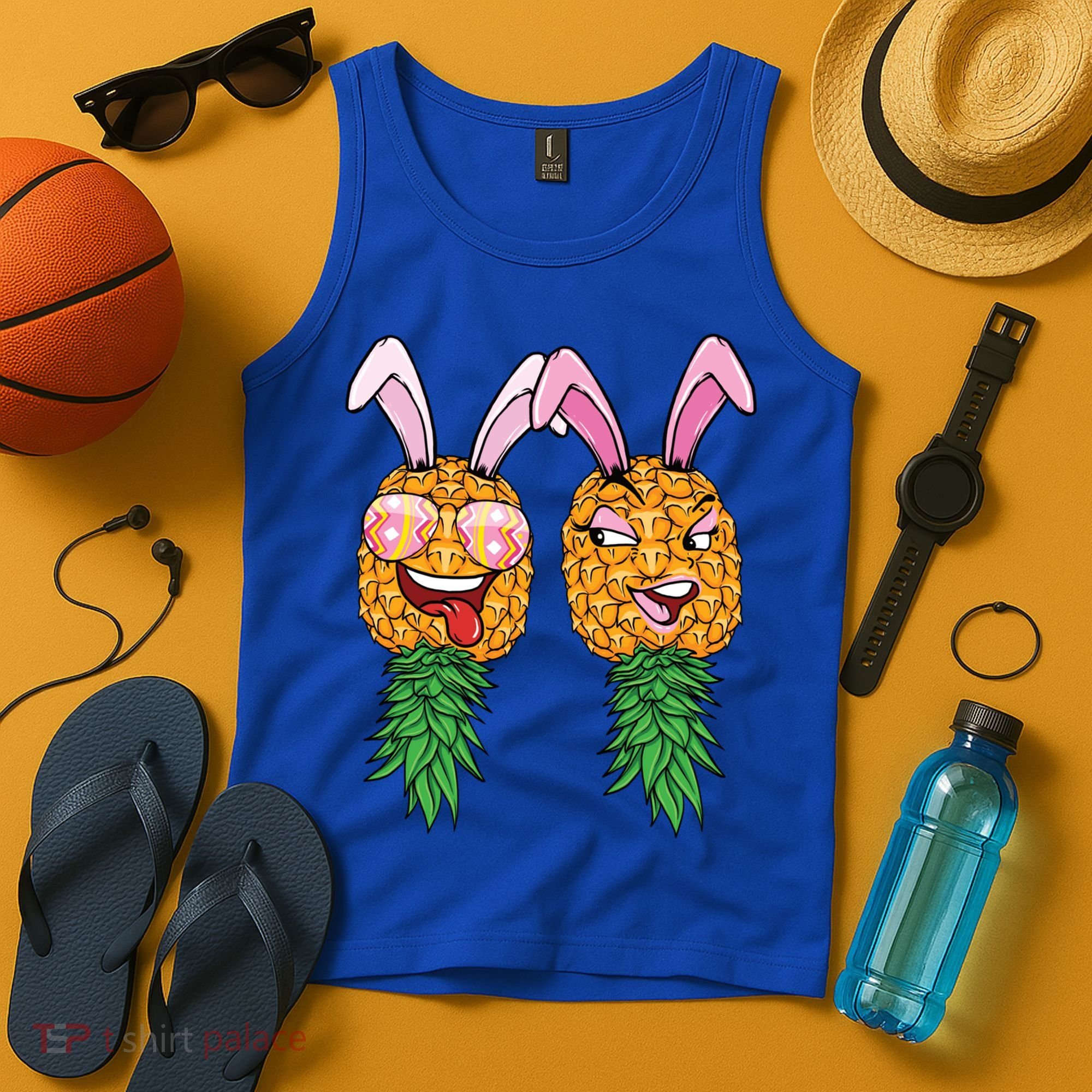 Easter Bunny Swinger Couple Upside Down Pineapple Gift Tank Top