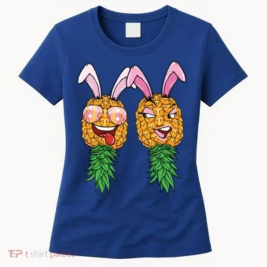 Easter Bunny Swinger Couple Upside Down Pineapple Gift Women's T-Shirt