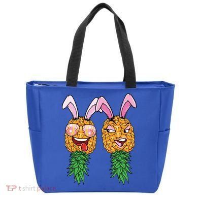 Easter Bunny Swinger Couple Upside Down Pineapple Gift Tote Bag