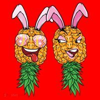Easter Bunny Swinger Couple Upside Down Pineapple Gift Santa Hat thumb 1