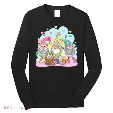 Easter Bunny Spring Gnome Egg Hunt Cute Basket Long Sleeve Shirt
