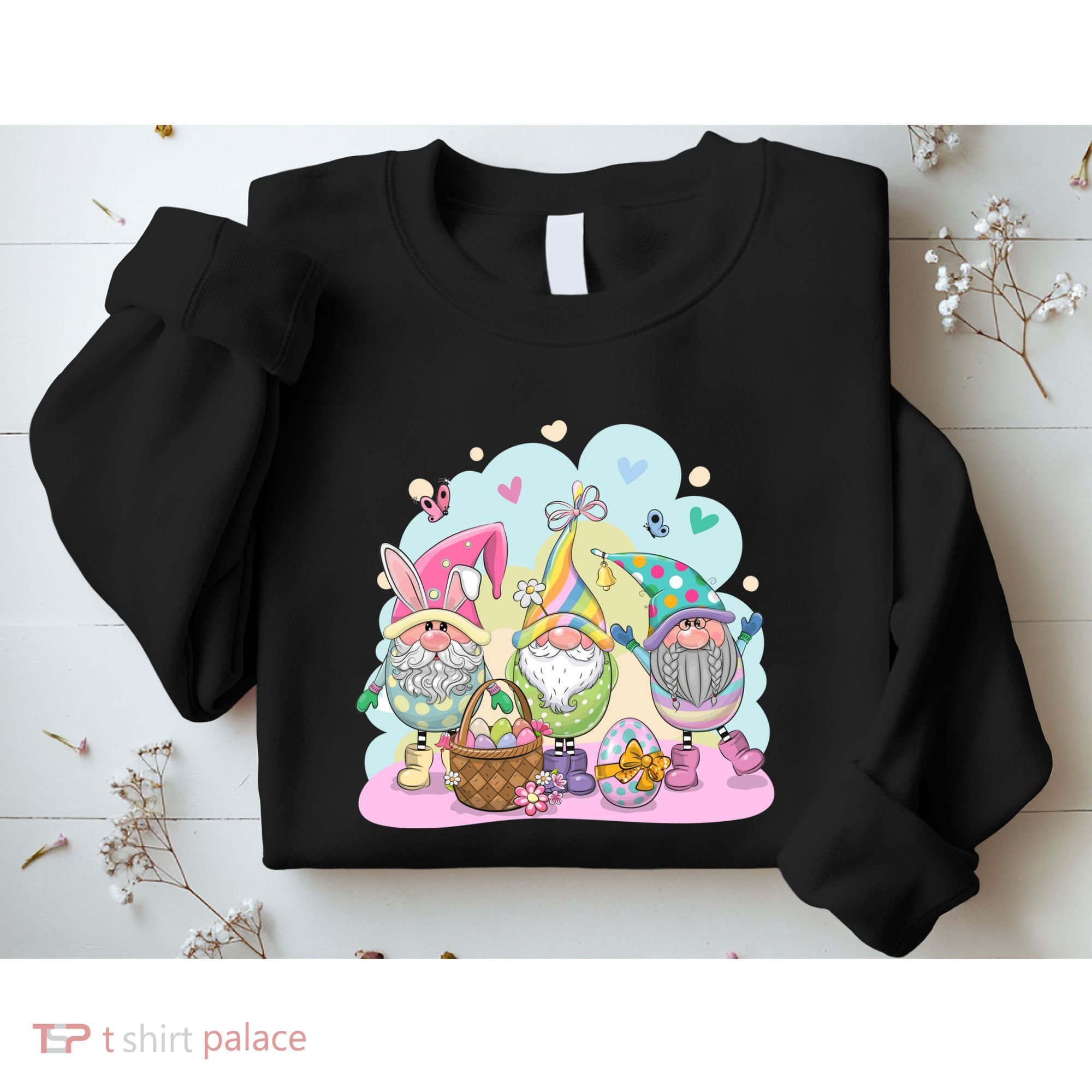 Easter Bunny Spring Gnome Egg Hunt Cute Basket Sweatshirt