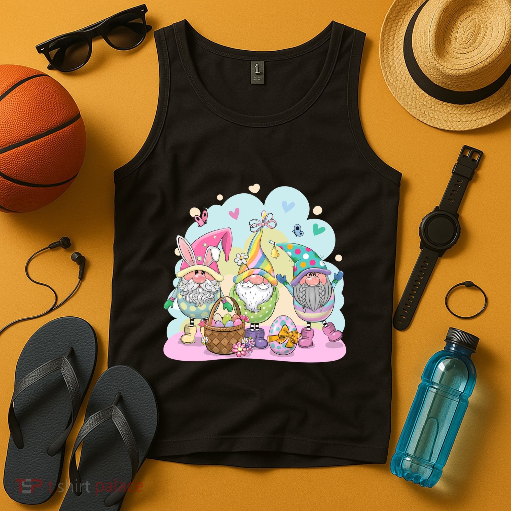 Easter Bunny Spring Gnome Egg Hunt Cute Basket Tank Top