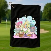 Easter Bunny Spring Gnome Egg Hunt Cute Basket Golf Towel thumb 1
